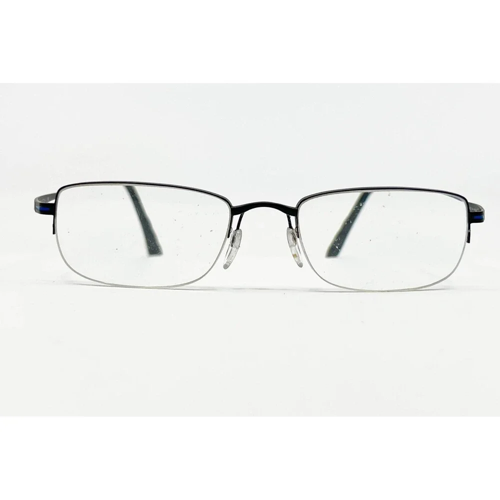 Adidas Eyeglasses Mens Black Blue Half Rim Frame af01 50 6053 52-19-140